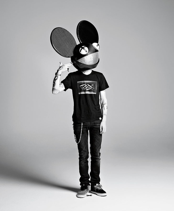 man with black mouse head mask, deadmau5, Eletronic, music, electronic music, HD wallpaper