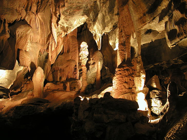 ถ้ำหินปูนธรรมชาติหินปูนหินงอกถ้ำ 3 มิติและนามธรรม, วอลล์เปเปอร์ HD