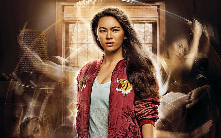 girl, jacket, the series, brown hair, red, poster, TV Series, Iron Fist, Jessica Henwick, Colleen Wing, HD wallpaper