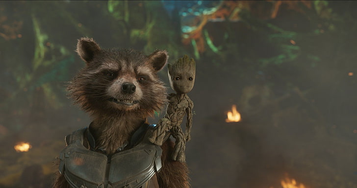 Film, Guardians of the Galaxy Vol. 2, Groot, Rocket Raccoon, HD tapet