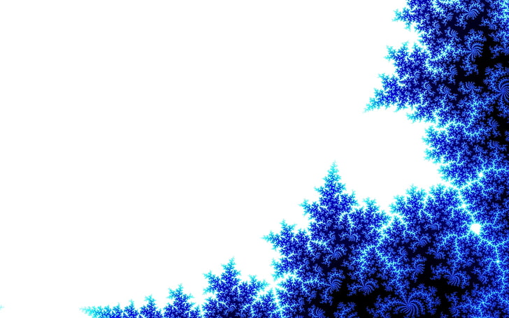 синие лиственные деревья, аннотация, синий, дерево, белый, HD обои