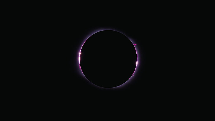 illustrazione di eclissi solare, astratto, minimalismo, eclissi, arte spaziale, sfondo nero, scuro, nero, opera d'arte, Sfondo HD
