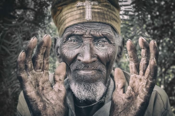 Etiópia, velho, homens, rosto, pessoas, HD papel de parede