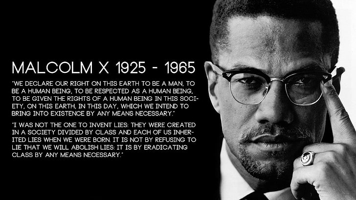 Malcolm X, Malcolm X, kutipan, satu warna, teks, pria, kacamata, Wallpaper HD