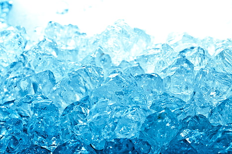 氷のクラッシュ、氷、水、マクロ、青、キューブ、 HDデスクトップの壁紙 HD wallpaper