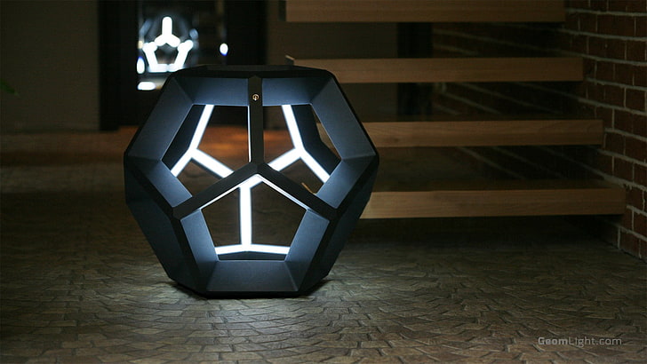черно-бяла настолна лампа, лампа, геометрия, интериорен дизайн, фотография, HD тапет
