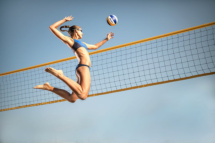 mesh, jump, the ball, athlete, volleyball, HD wallpaper