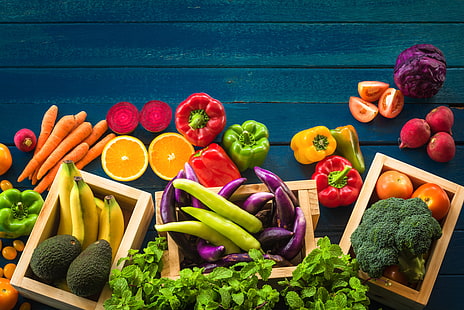 Grüns, Obst, Gemüse, Obst, Schnitte, sortiert, HD-Hintergrundbild HD wallpaper