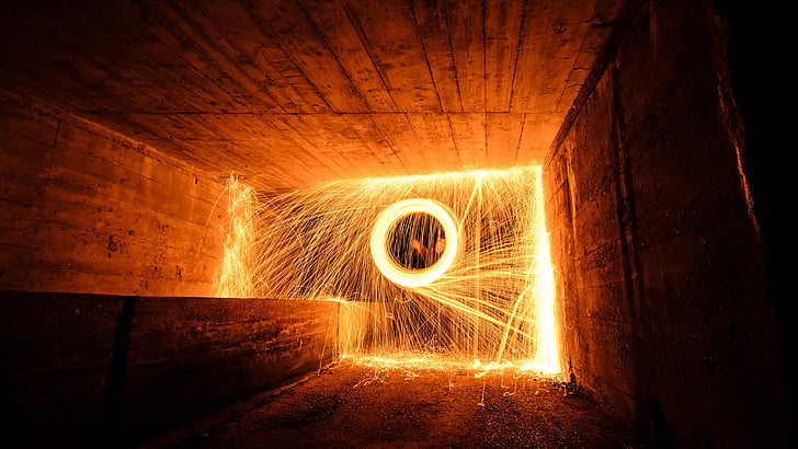 fogos de artifício, ferro, túnel, papel de parede, HD papel de parede