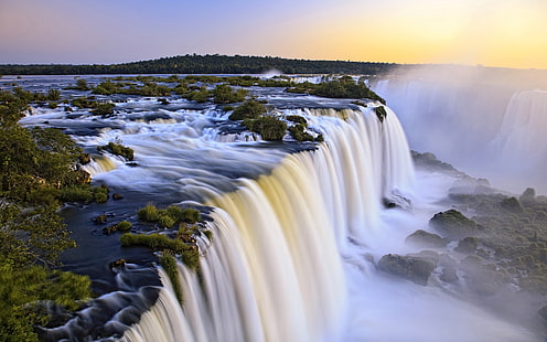 Cataratas do Iguaçu, Argentina e Brasil na junção, Iguazu, Cachoeira, Argentina, Brasil, Junção, HD papel de parede HD wallpaper