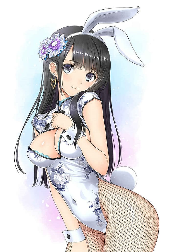 bunny ears, white bodysuit, HD wallpaper