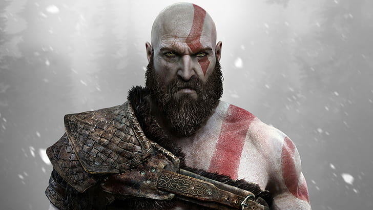 dieu de la guerre 4, Kratos, barbe, dieu de la guerre, jeux vidéo, guerrier, Fond d'écran HD