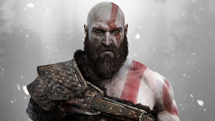 God Of War Kratos digital wallpaper, Kratos, God of War, god of war 4, video games, warrior, beards, God of War (2018), HD wallpaper