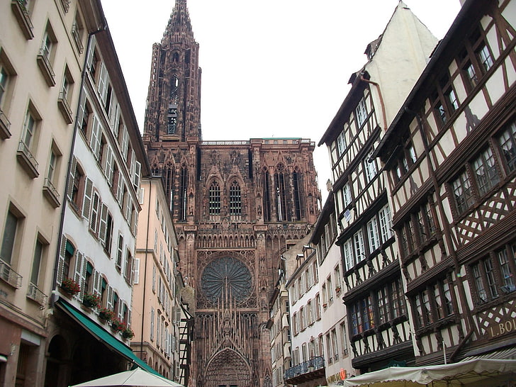 buildings, cathedrals, city, france, medieval, strasbourg, HD wallpaper