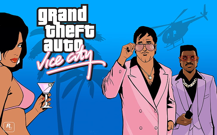 Affiche du jeu GTA Vice City, Art, GTA, Grand Theft Auto, Vice City, Stella, Bella, Sonny Forelli et Lance Vance, Fond d'écran HD