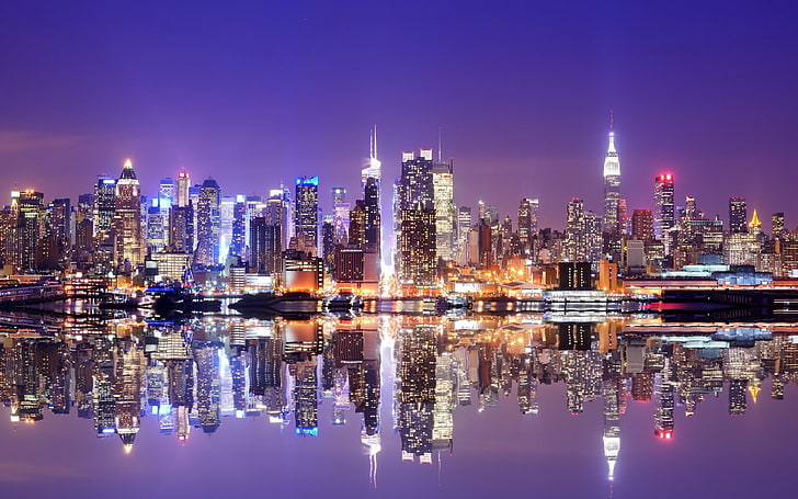 city, reflection, New York City, HD wallpaper
