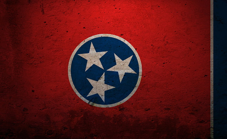 Grunge bandeira do Tennessee, estrelas azuis e brancas redondas pintadas na parede, Artístico, Grunge, Tennessee, bandeira, HD papel de parede
