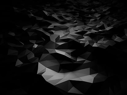 art abstrait, 3D, noir, sombre, polygone, Fond d'écran HD HD wallpaper