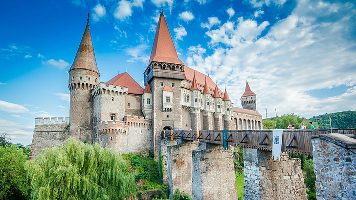 castillo, castillo de corvin, hunedoara, rumania, europa, hunyadi, cielo, historia, histórico, Fondo de pantalla HD
