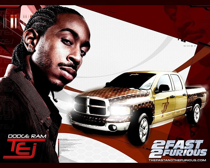 2 Fast 2 Furious Vektorgrafik, 2 Fast 2 Furious, Ludacris, Tej, Auto, Ausweichen, Widder, HD-Hintergrundbild