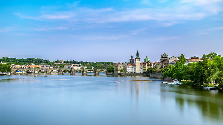 Jembatan Charles, sungai Vltava, desktop landscape, jembatan charles, vltava river, desktop landscape, Wallpaper HD