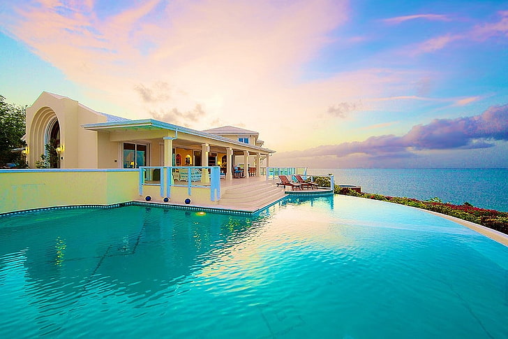 Natur, Fotografie, Landschaft, Schwimmbad, Meer, Resort, Architektur, Wasser, Turks- und Caicosinseln, HD-Hintergrundbild