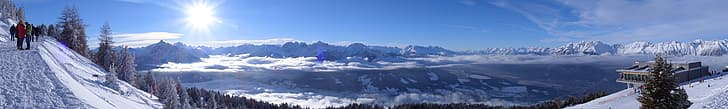 Panorama, Österrike, Europa, Schnee, Alperna, Innsbruck, Patscherkofel, HD tapet
