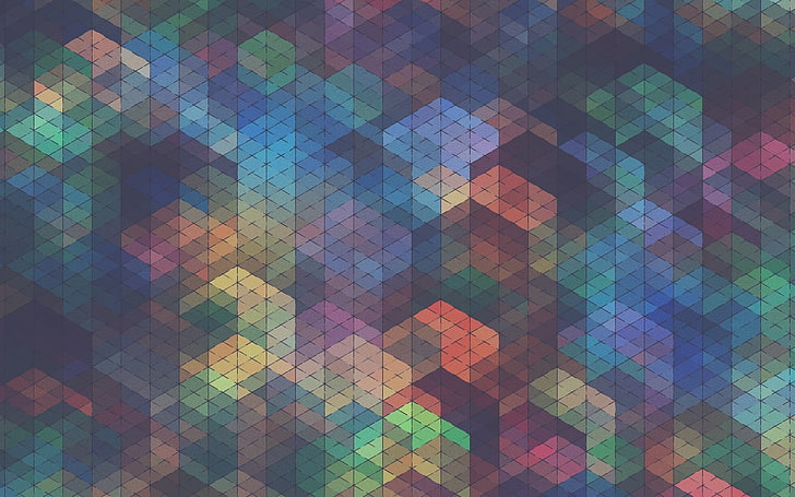 multicolored geometric wallpaper, colorful, anime, abstract, Simon C. Page, pattern, digital art, HD wallpaper