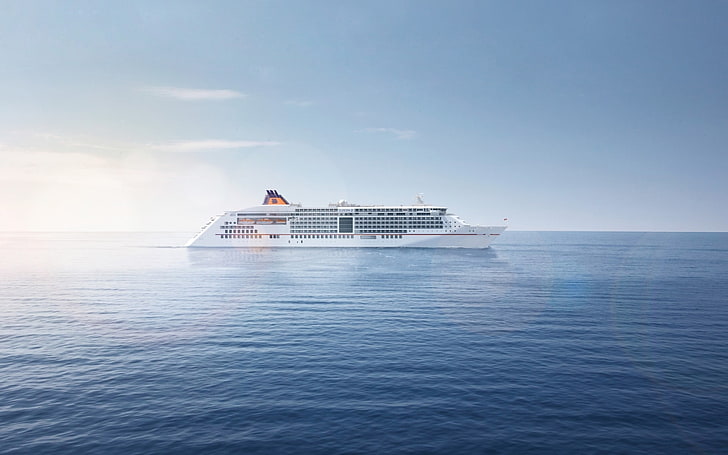 white cruiser ship, water, ship, cruise ship, HD wallpaper