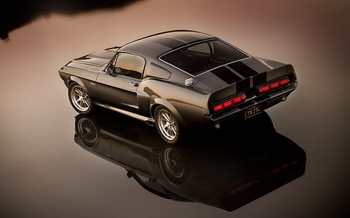 класически черен и сив Ford Mustang 5.0 купе, eleanor, мускулкар, mustang gt500, HD тапет HD wallpaper