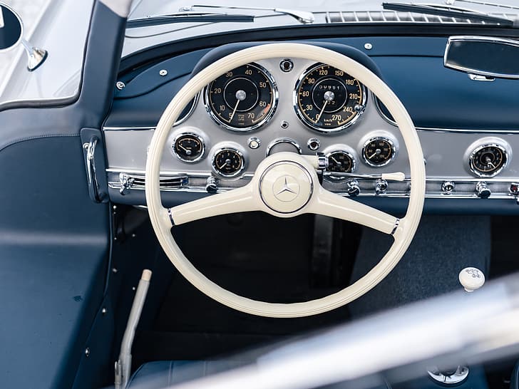 Mercedes-Benz, Gullwing, steering wheel, Mercedes-Benz 300 SL, 300SL, HD wallpaper