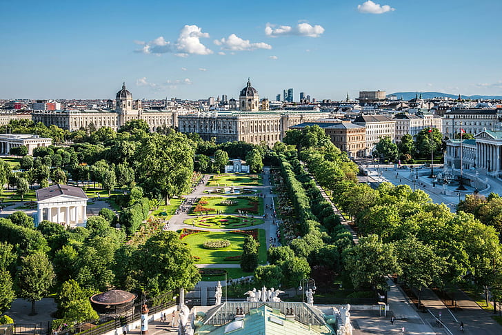 ウィーン、オーストリア、首都、旅行、上からの眺め、ウィーン、オーストリア、首都、旅行、上からの眺め、 HDデスクトップの壁紙