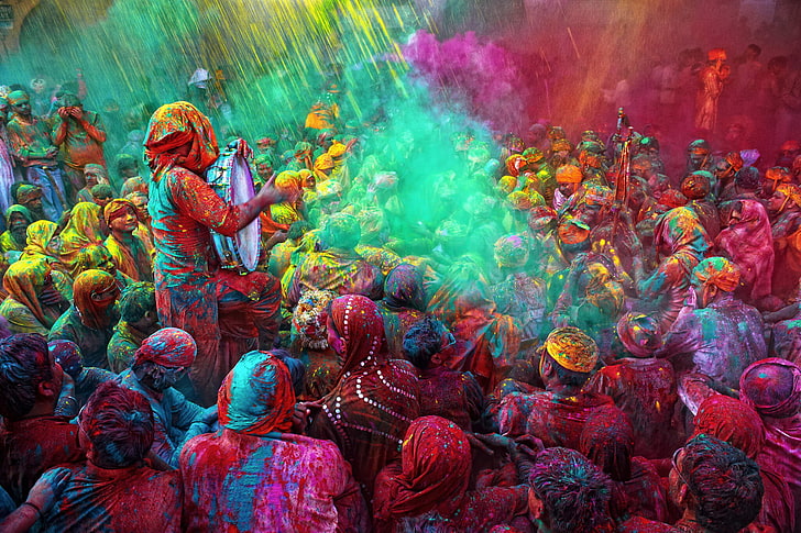 couleur, couleurs, festival, hindou, holi, vacances, inde, printemps, Fond d'écran HD