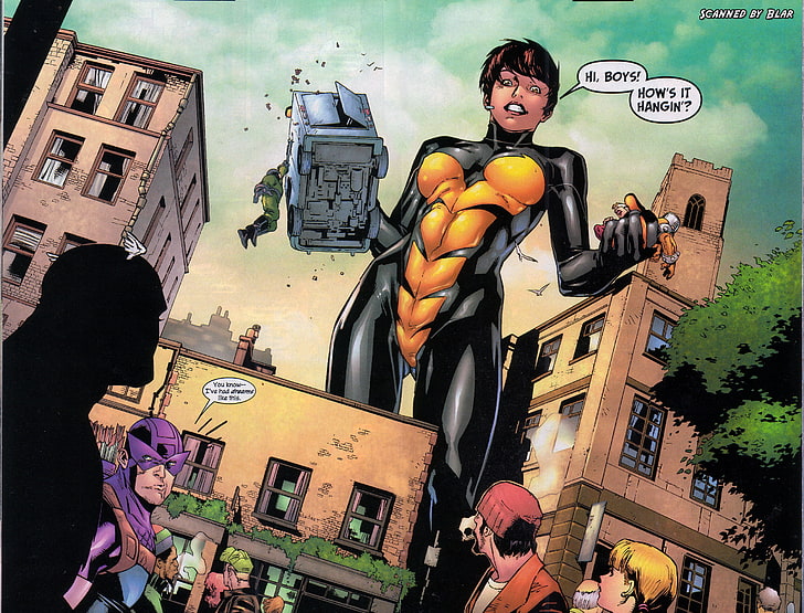giantess, Marvel Comics, The Wasp, Hawkeye, Captain America, The Avengers, HD wallpaper
