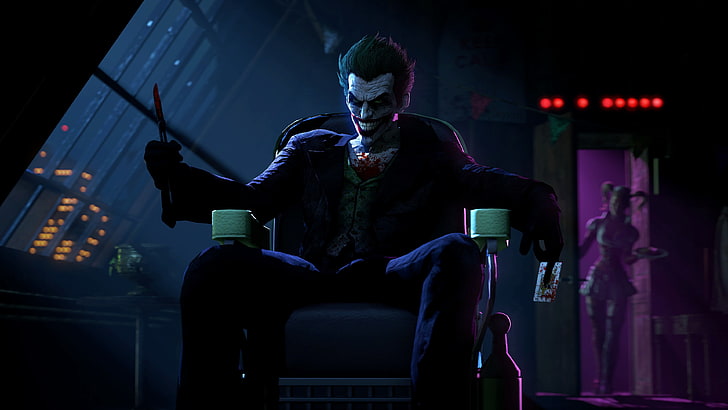 DC Joker duvar kağıdı, gülümseme, kötü adam, Joker, Harley Quinn, Batman: Arkham Origins, HD masaüstü duvar kağıdı