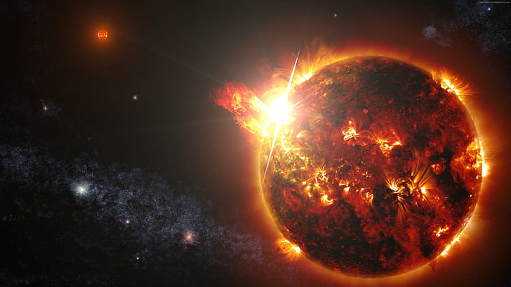 Exoplanet, space, Space Fire Planet, Planet, stars, HD wallpaper