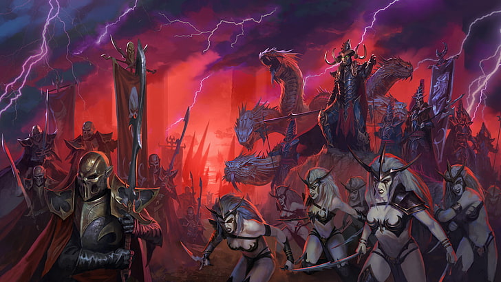 Armeeillustration, Total War: Warhammer II, Warhammer, Dunkelelfe, HD-Hintergrundbild