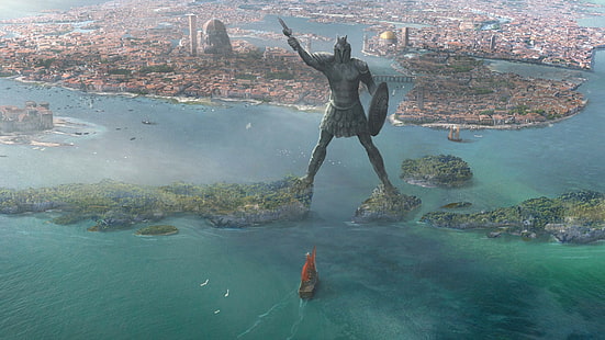 Game of Thrones, statua, fantasy art, Braavos, città, Sfondo HD HD wallpaper
