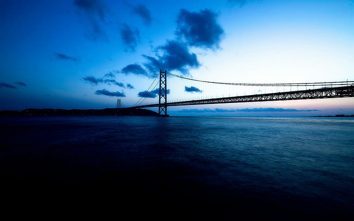 Bro, hav, att låna femtio meter djupblått hav, himmel, tyst, Oakland Bay Bridge, bro, att låna femtio meter djupblått hav, tyst, HD tapet