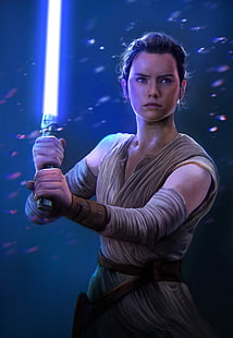 Star Wars Rey خلفية رقمية ، حرب النجوم ، فن المعجبين ، حرب النجوم: The Force Awakens ، Jedi ، Rey، خلفية HD HD wallpaper