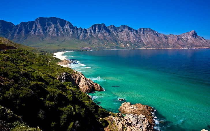 南アフリカ、ケープタウン、ビーチ、海、海岸、南、アフリカ、ケープ、タウン、ビーチ、海、海岸、 HDデスクトップの壁紙
