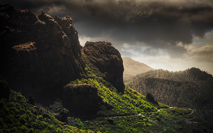 naturaleza, roca, hierba, montañas, Fondo de pantalla HD