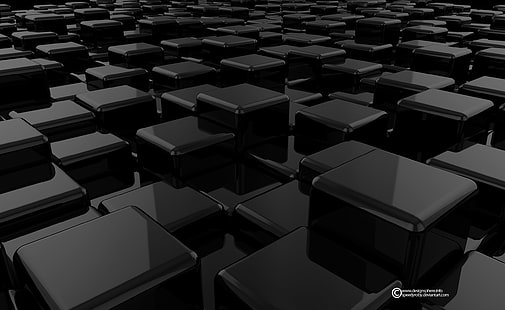 3D-kuber svart, fält med svart fyrkantiga tapeter, konstnärligt, 3D, svart, kuber, HD tapet HD wallpaper