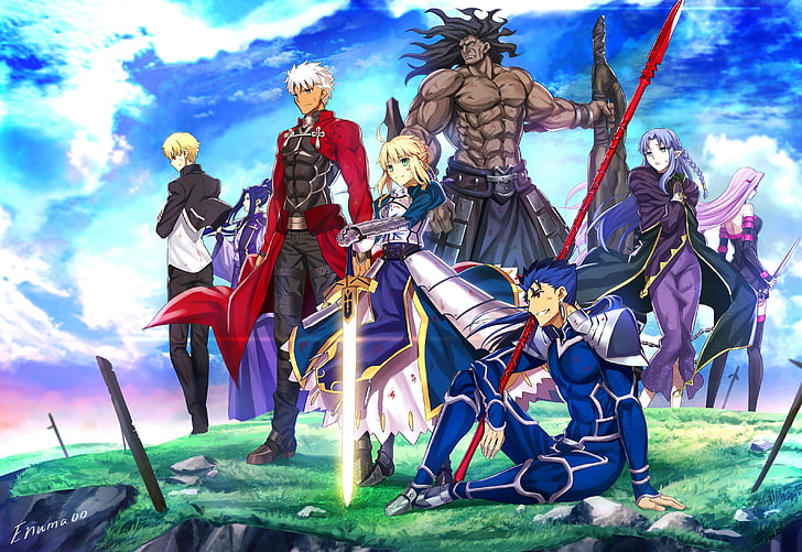 Fate Series, Fate / Stay Night, Säbel, Lancer (Fate / Stay Night), Bogenschütze (Fate / Stay Night), Zaubernder (Fate / Stay Night), Gilgamesch, Reiter (Fate / Stay Night), Berserker (Fate / Stay Night)), HD-Hintergrundbild