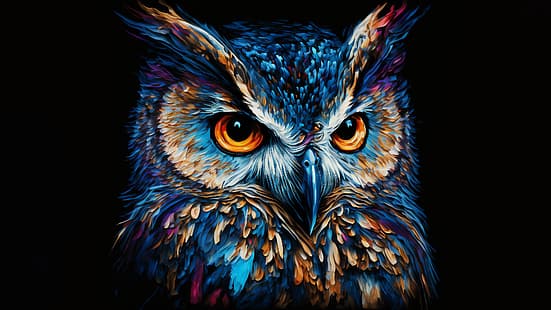  AI art, owl, painting, HD wallpaper HD wallpaper