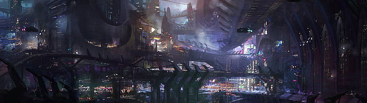 game application, gray buildings with lights during daytime movie scene, concept art, science fiction, james paick, futuristic, futuristic city, HD wallpaper