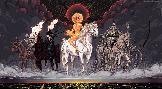 famine, Four Horsemen of the Apocalypse, conquest, death, war, HD wallpaper HD wallpaper