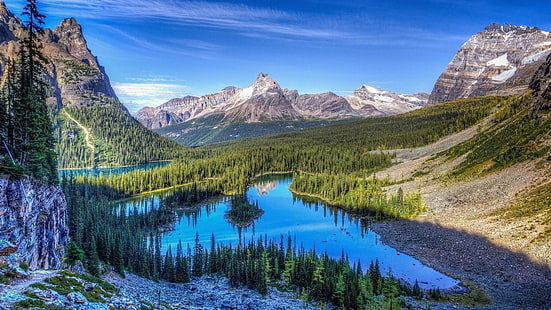 Rocky Mountain Nationalpark Colorado-Gebirgsseen-Kiefernwald, Rocky Mountain Peaks mit Schnee, blauer Himmel 3840 2160, HD-Hintergrundbild HD wallpaper