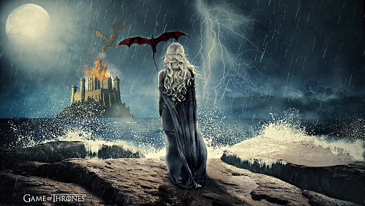 Illustrazione del personaggio di Game of Thrones, Serie TV, Game Of Thrones, Daenerys Targaryen, Donna, Sfondo HD