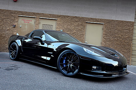 schwarzes Sportcoupé, Chevrolet, Corvette, schwarzes, schwarzes Auto, Fahrzeug, HD-Hintergrundbild HD wallpaper